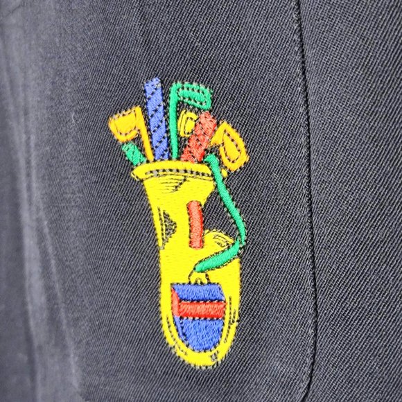 Jean Charles de Castelbajac Rare VTG Black Golf Theme Pleat Front Skirt Size 13 - Picture 9 of 10